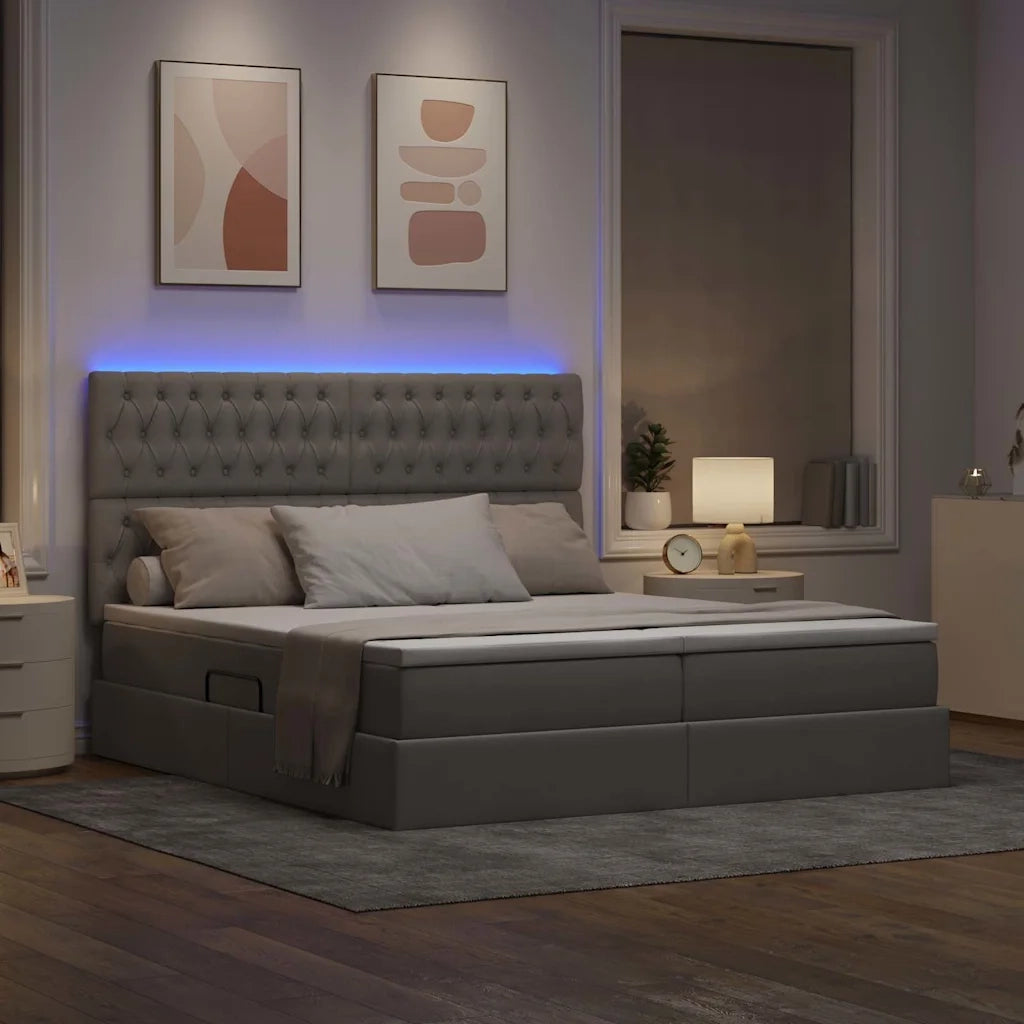 Letto con luci a strisce a LED Talpa 200 x 200 cm Tessuto