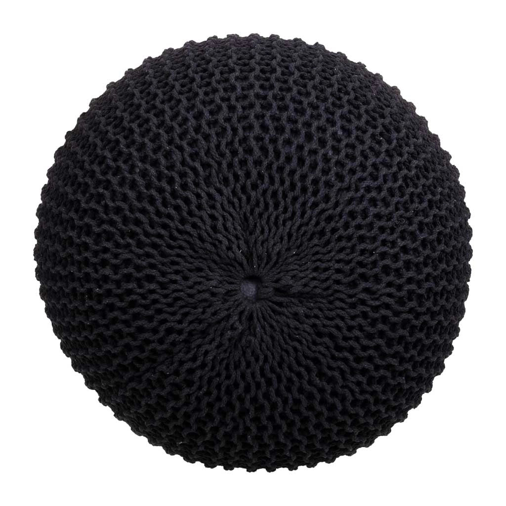 Puff de algodón trenzado negro 45x45x30
