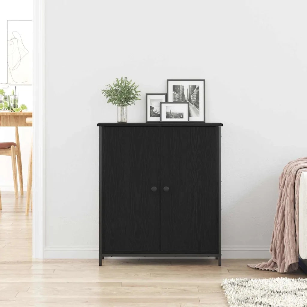 Credenza Rovere Nero 70 x 30 x 80 cm Legno multistrato 862975