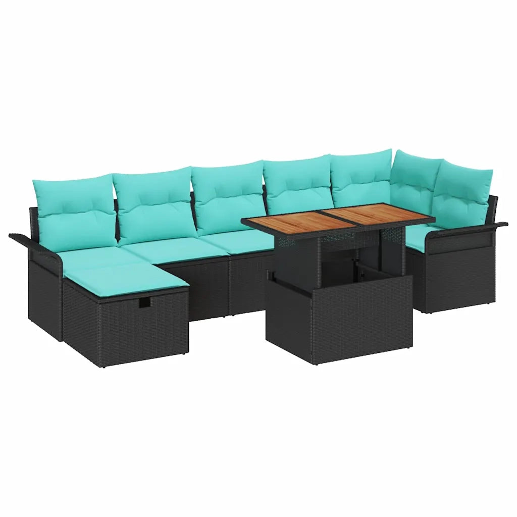 Set Divano da Giardino 8 pcs Nero polyrattan 3361256