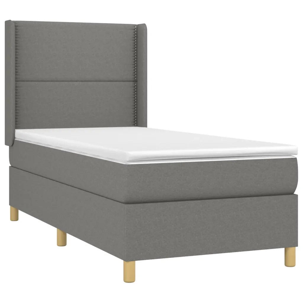 Giroletto a Molle con Materasso-Struttura Letto Grigio Scuro 90x190 cm Tessuto 662489