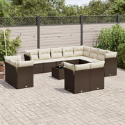 Set Divani da Giardino 13 pz con Cuscini Marrone in Polyrattan 3218543