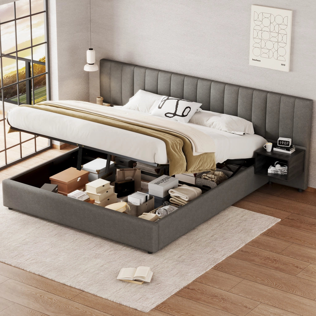 letto imbottito lino grigio nero 180 x 200 cm