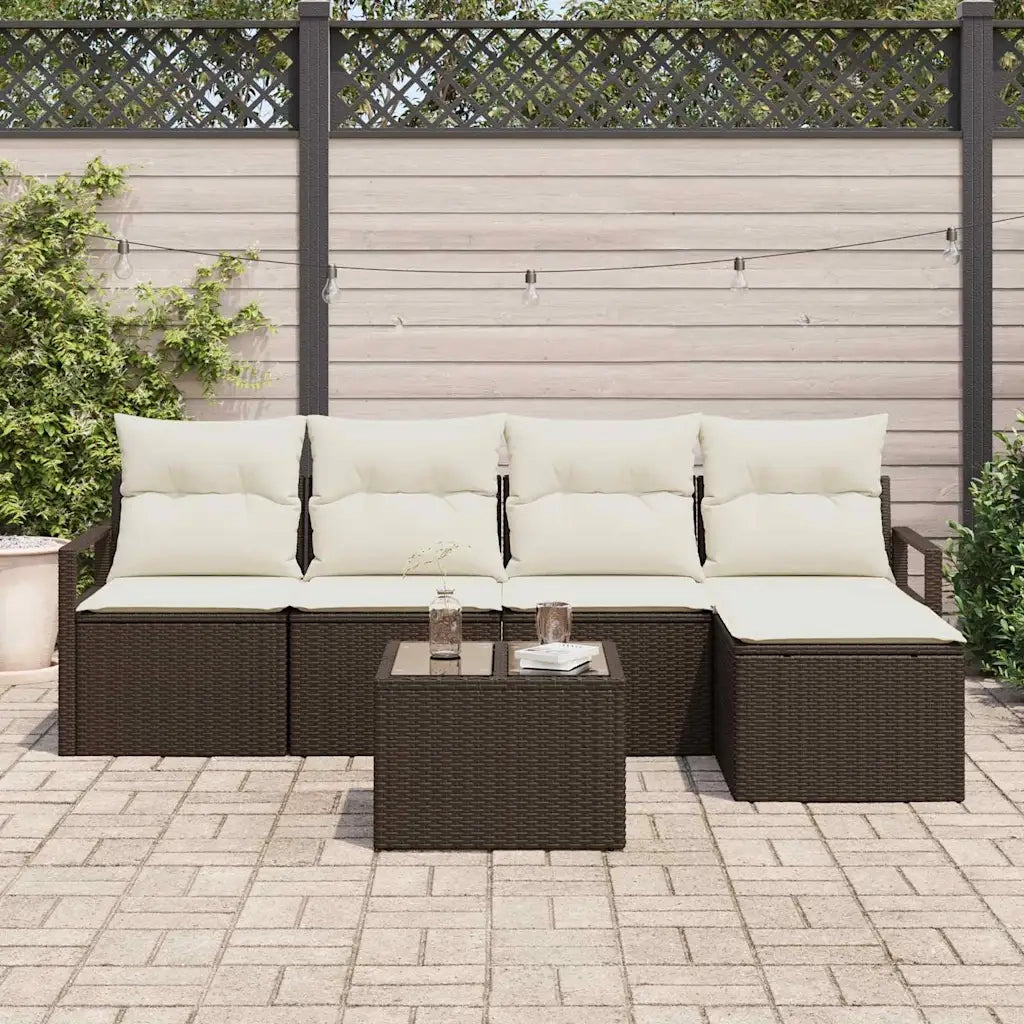 Set di divani con cuscino 6 pcs Marrone polyrattan