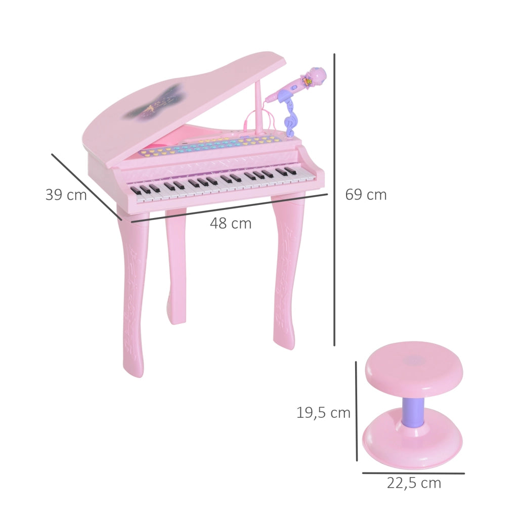 Pianoforte Elettronico per Bambini con Microfono e Luci ¨C Minimal ¨C Rosa 37 Tasti