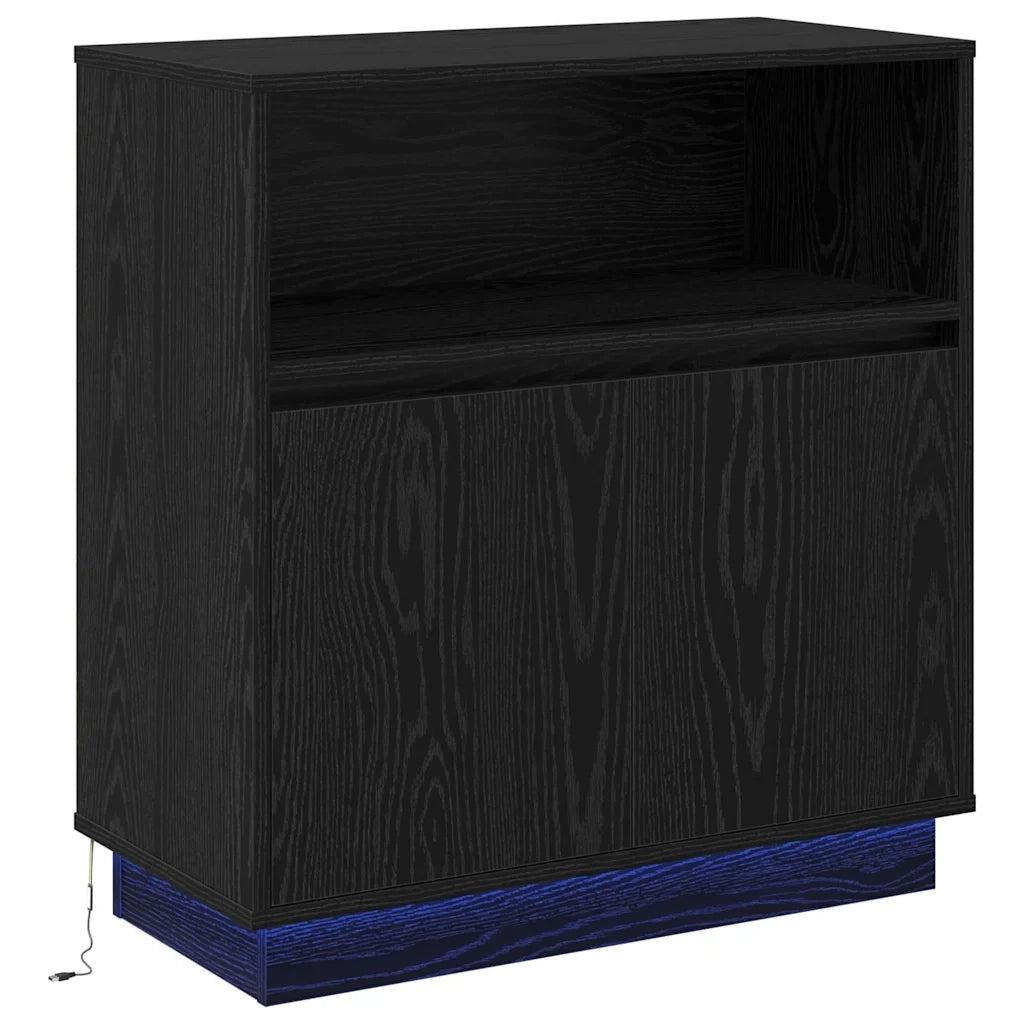Madia LED Rovere Nero 71 x 34,5 x 75 cm Legno multistrato 869651