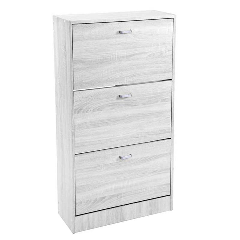 SCARPIERA 3 ANTE IN LEGNO TRUCIOLARE CON MELAMINICO 2 DIVISORI OGNI ANTA BIANCO LEGNO 63 X 24 X 115 CM