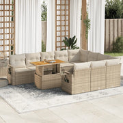 Set Divani da Giardino 11 pz con Cuscini Beige in Polyrattan 3327201