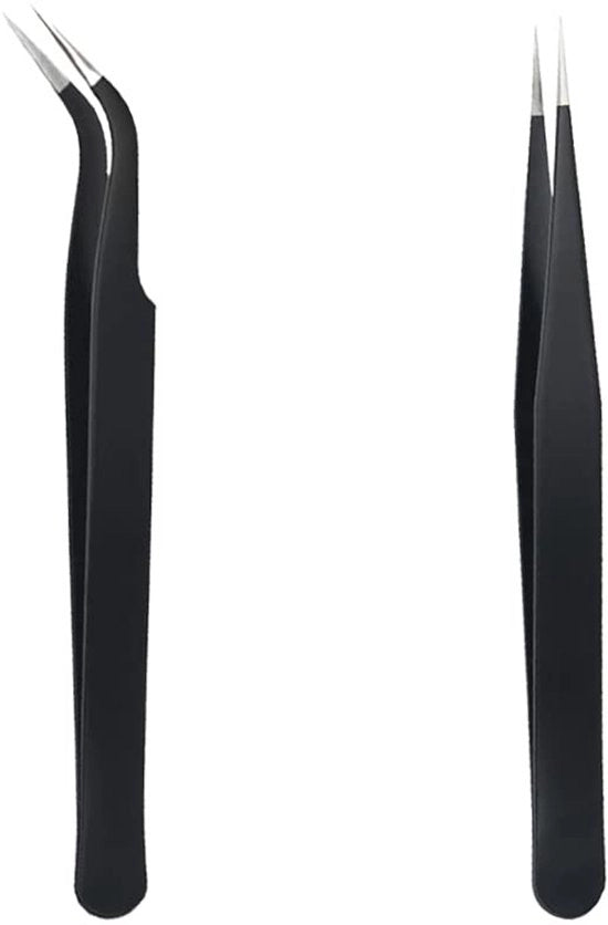 Set di Wimpertangen in Acciaio Inossidabile - 2 pezzi - Tangenti Rettilinee e Curvate - Qualità Professionale - Manico Antiscivolo - Materiale di Alta Qualità - Wimperpincet