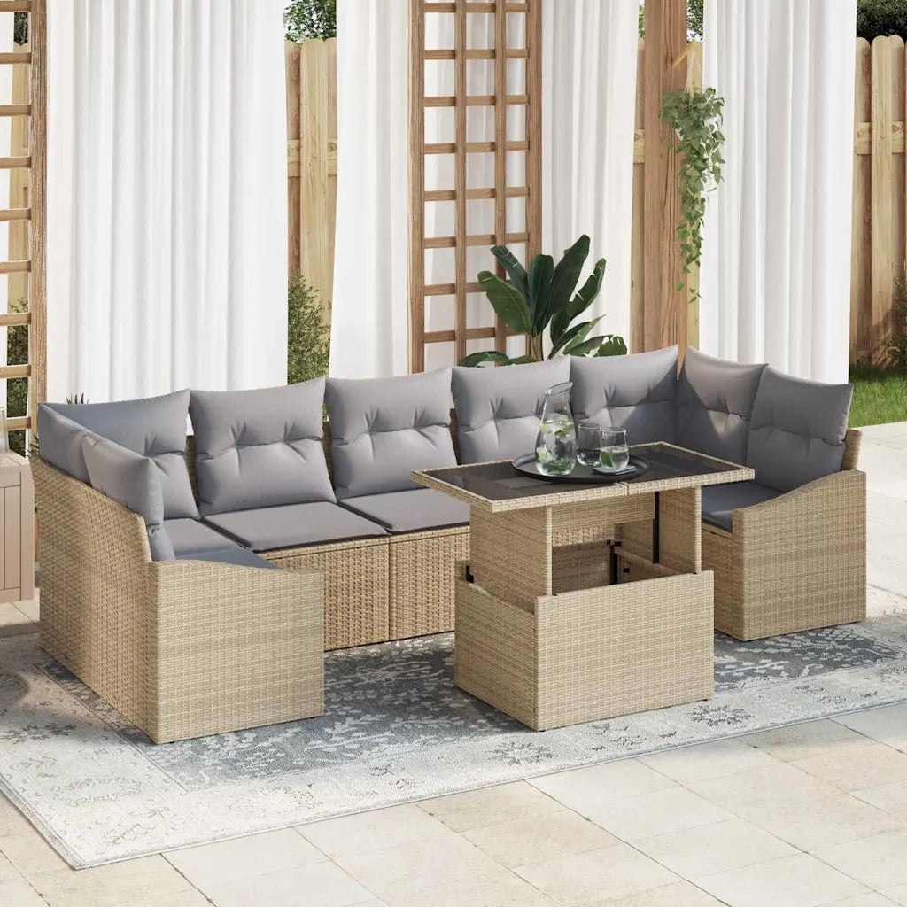 Set Divano da Giardino 8 pcs beige e grigio chiaro polyrattan 3348956