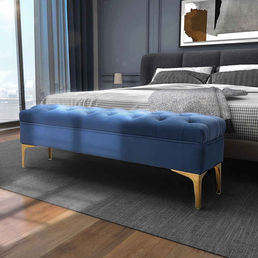 Letto contenitore imbottito in velluto blu ¨C Minimal ¨C 90x200 cm