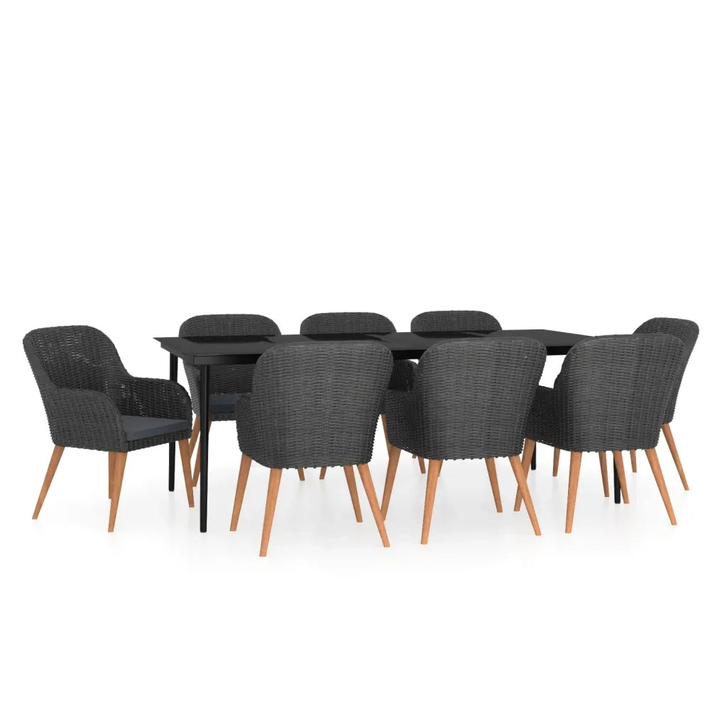 Set da Pranzo da Giardino 9 pz con Cuscini Nero 3099522