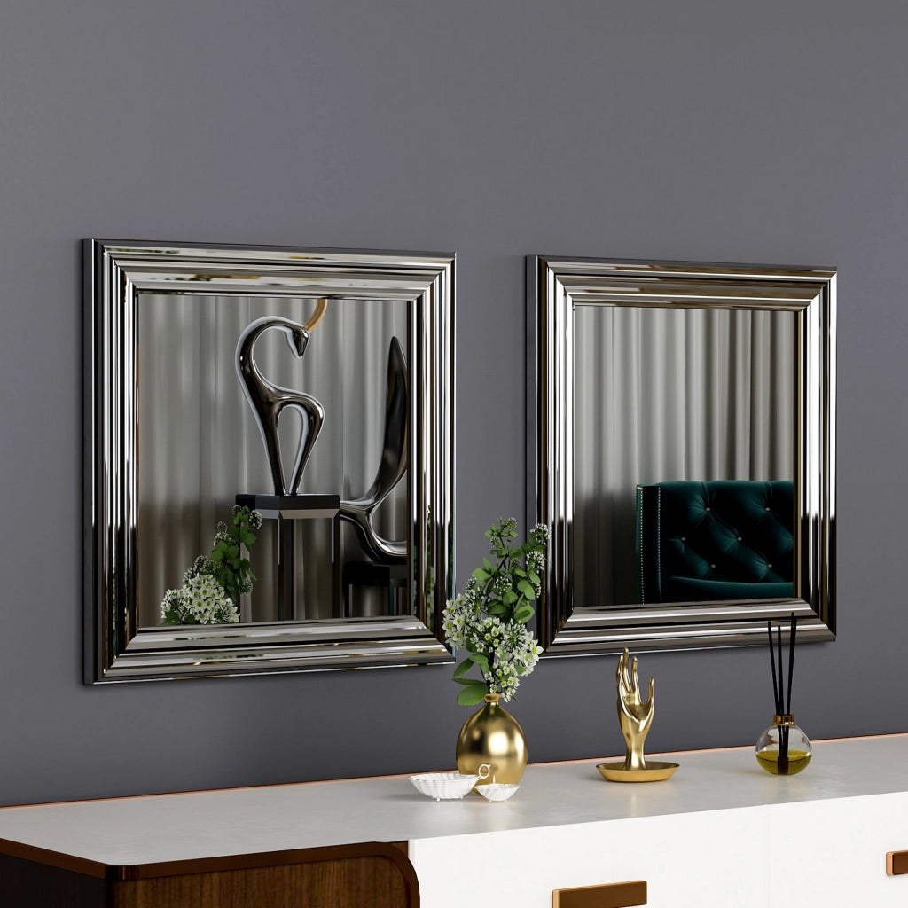 Ortovero, Specchio Modulabile, 40x40h cm Argento