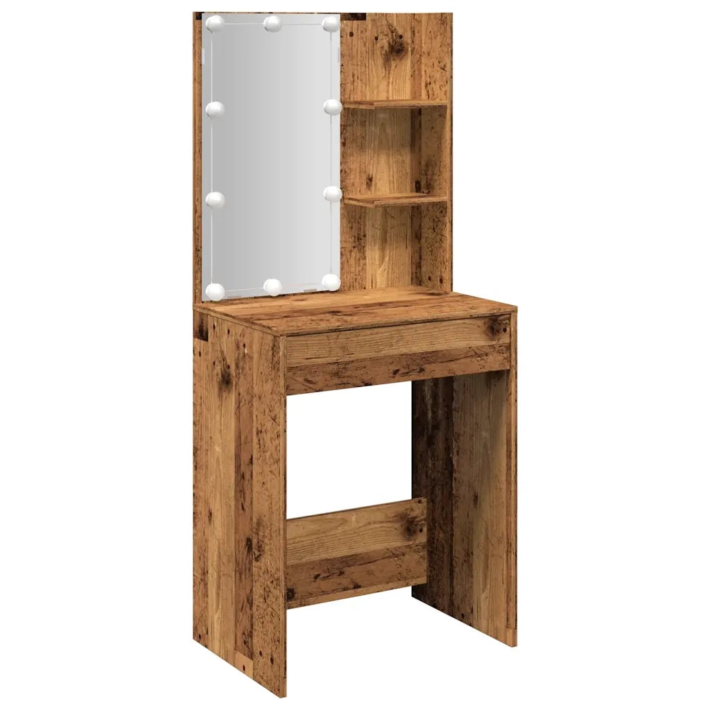 Toeletta con LED Legno Antico 60x40x140 cm 856999
