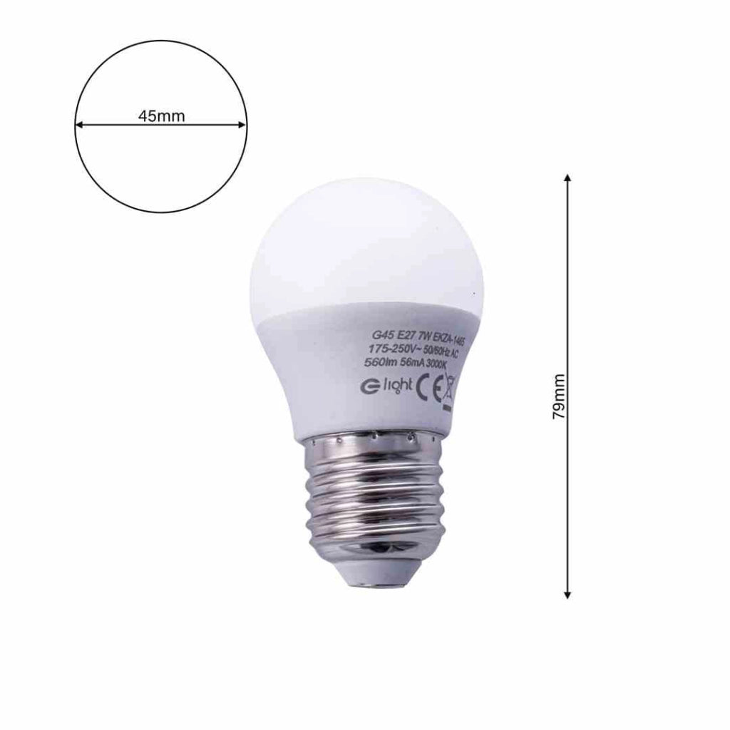Lampadina LED Eko-Light 7W E27 3000K 560lm Opale Bianca
