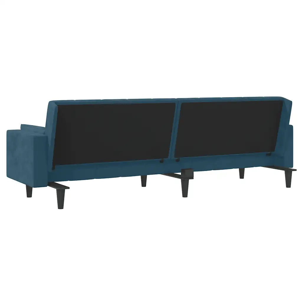 Divano Letto a 2 Posti con 2 Cuscini-Sofa Letto 2 Posti-Daybed Blu in Velluto 827360