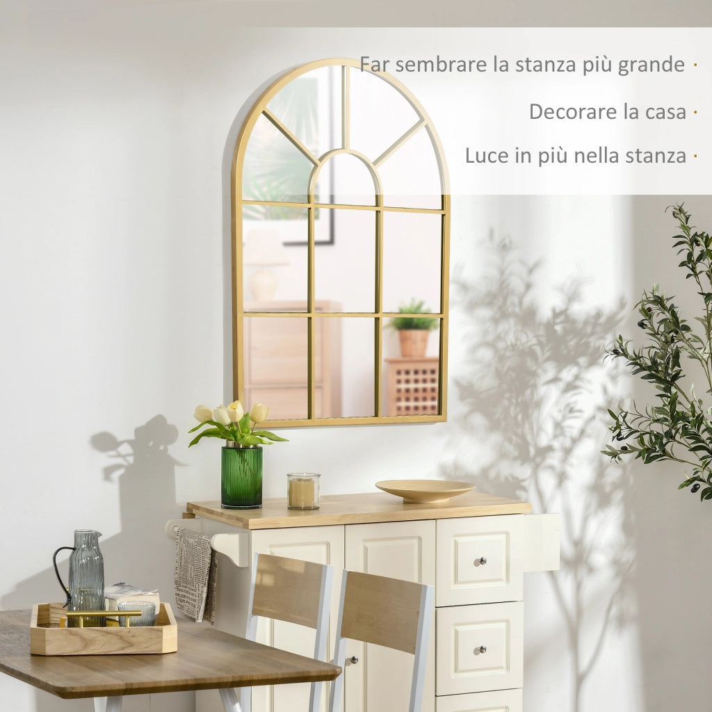 Specchio a Parete Moderno Arco ¨C Xylo ¨C Oro 70x50 cm