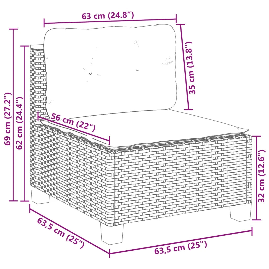 Set Divani da Giardino con Cuscini 7pz Nero Polyrattan 3261881
