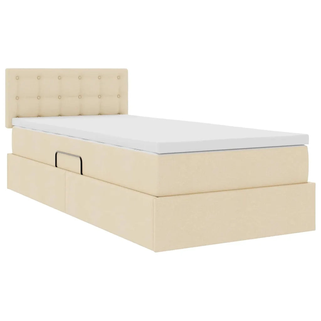 Letto con contenitore e materasso Crema 90 x 200 cm