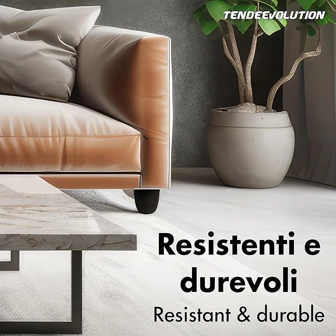 Piedini in Plastica PVC per Mobili | Altezza 8cm | Vite M10 | Design Minimal ed Elegante