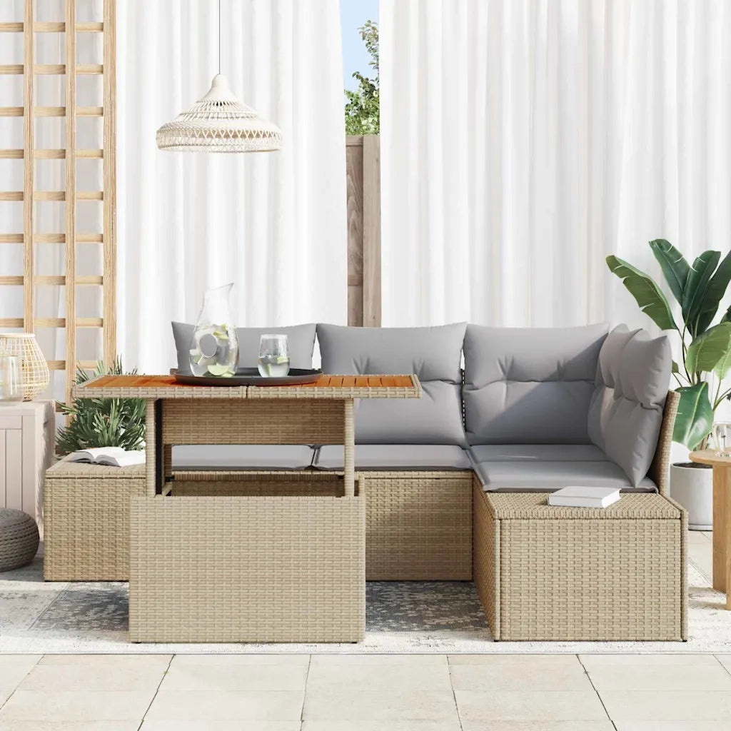 Set Divano da Giardino con cuscino 5 pcs Beige e grigio 3349958
