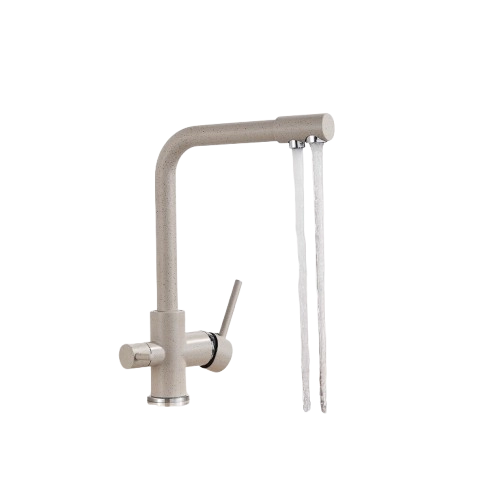 FELIX | Rubinetto per acqua potabile a 3 vie color beige sabbia | miscelatore da cucina ad osmosi in acciaio inossidabile | Filtro 3 connessioni