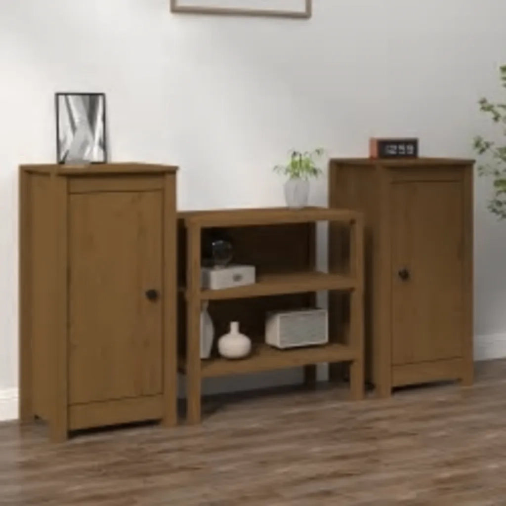 Credenze 2 pz | Madia | Buffet da pranzo | Armadio da pranzo Ambra 39x35x80 cm in Legno Massello di Pino