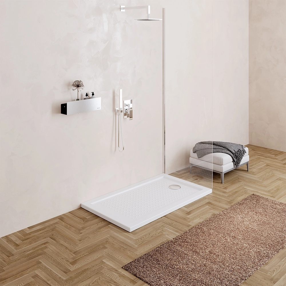 Piatto doccia 70x90 in acrilico bianco lucido design antiscivolo | Tikos