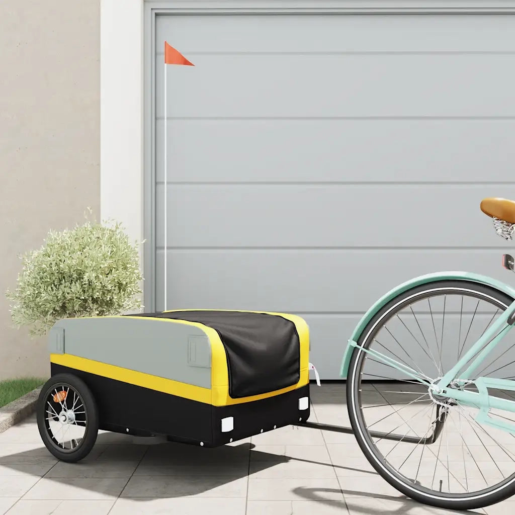 Rimorchio da Bici Nero e Giallo 45 kg in Ferro 94043