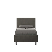 BS COM Letto singolo contenitore imbottito 80x190 microfibra grigio