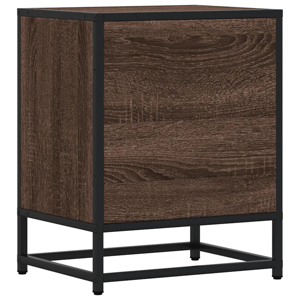 Comodini Rovere Marrone 2 pz Legno Multistrato Metallo 848708
