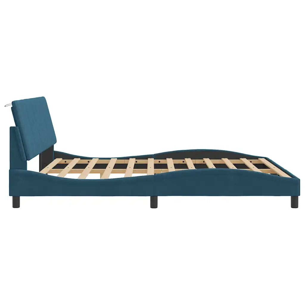 Giroletto senza Materasso-Struttura Letto Hanko Blu 180x200 cm in Velluto