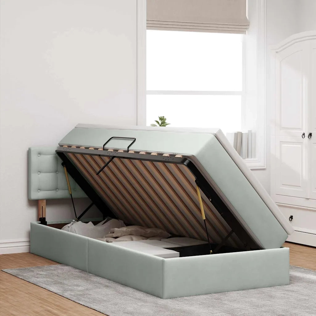Letto con Contenitore Grigio chiaro 90 x 200 cm Velluto