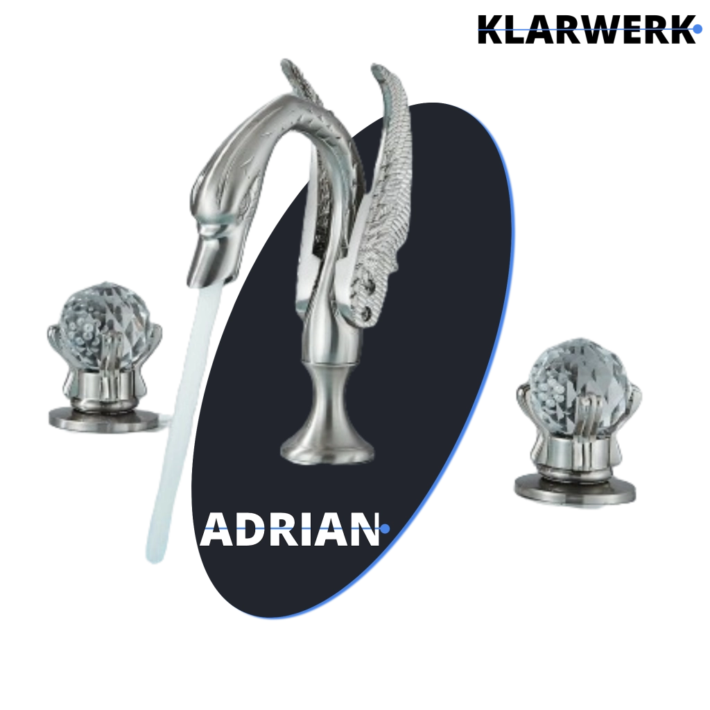 ADRIAN| Rubinetto da bagno a 3 fori grande cigno cromato  per vasca da bagno dal design lussuoso per restaurante, miscelatore per lavabo a 2 maniglie