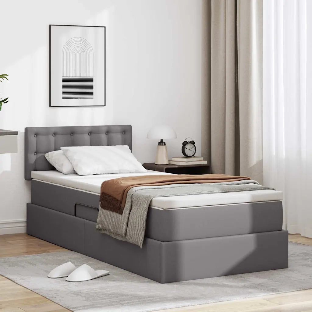 Letto con contenitore e materasso Grigio 100 x 200 cm 3370383