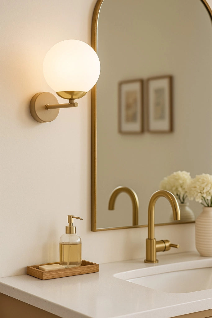 Applique moderna beige sfera vetro opale E14 10W Kaja
