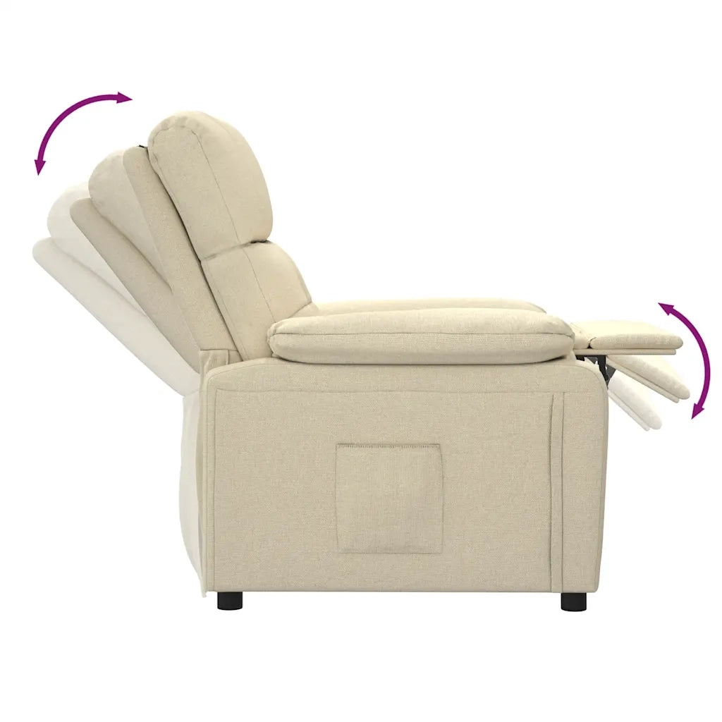 Poltrona | Sedia Relax Reclinabile in Tessuto Crema