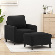 Poltrona con Poggiapiedi Nero 60 cm in Velluto
