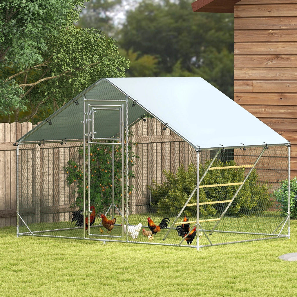 Recinto per Galline da Giardino ¨C zephmum ¨C Argento 3x2x1.9m