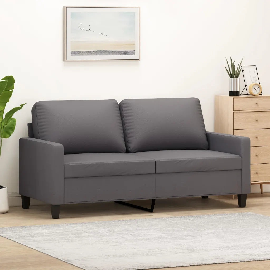 Divano a 2 Posti-Sofa 2 Posti Grigio 140 cm in Similpelle 397210