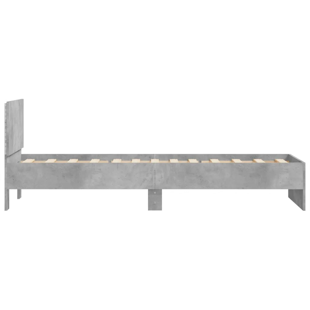 Giroletto con Testiera e LED Grigio Cemento 90x190 cm 838837