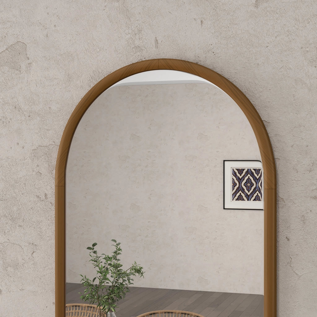 Specchio da parete arco ¨C Minimal ¨C 110x65 cm, legno, marrone scuro