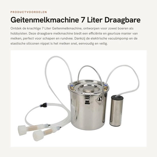 Macchina per la mungitura del latte caprino 7 litri - Macchina portatile per la mungitura del latte - Senza odore e facile da pulire - 100-240V - Ideale per agricoltori - Codice prodotto: ...