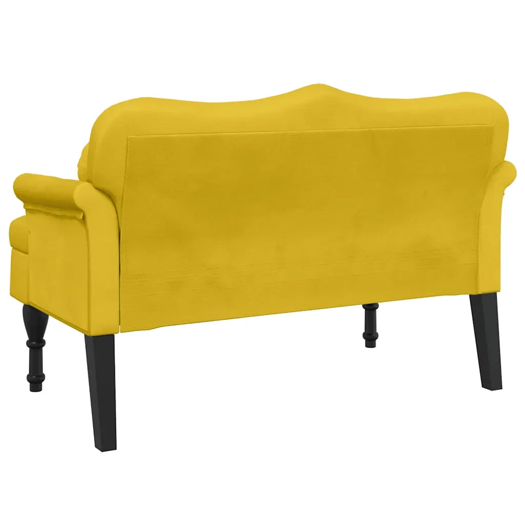 Panca con Cuscini-Sgabello-Divano Gialla 120,5x65x75 cm in Velluto