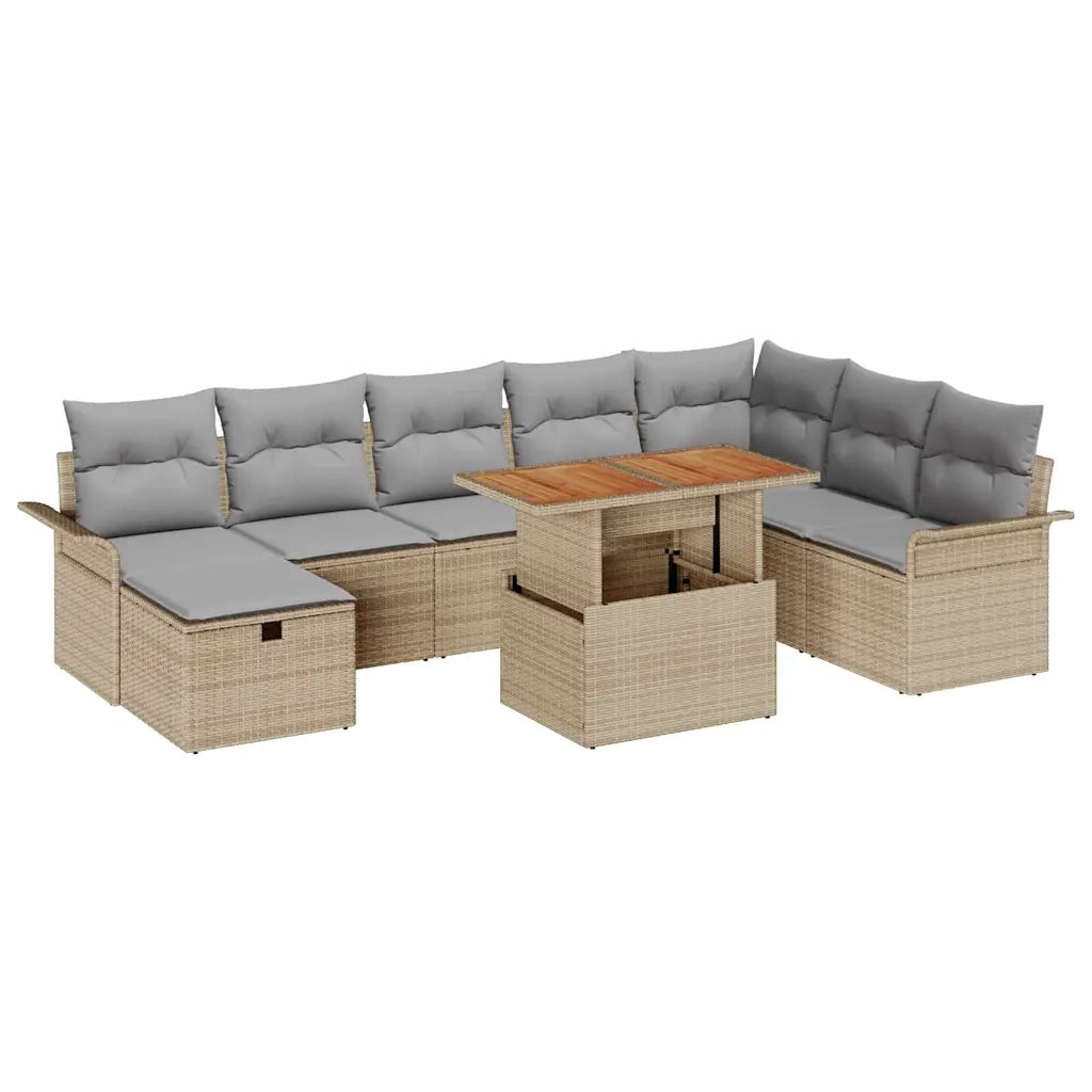 Set Divano da Giardino 9 pcs Beige polyrattan 3361259
