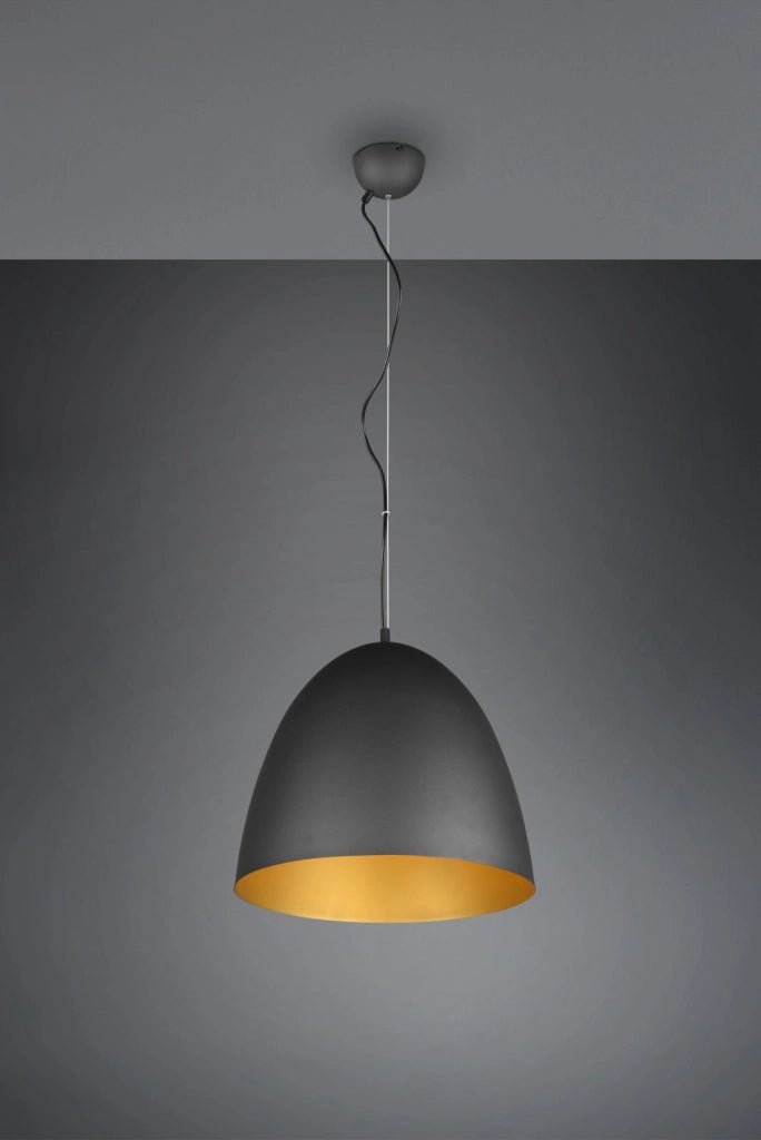 TILDA SOSPENSIONE METALLO CUPOLA NERA E ORO D.40CM 1 LUCE ATTACCO E27
