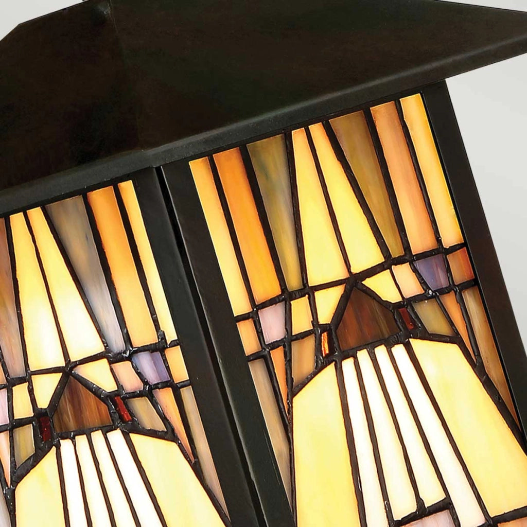 Applique esterna vetrata bronzo scuro E27 60W Inglenook Quoizel