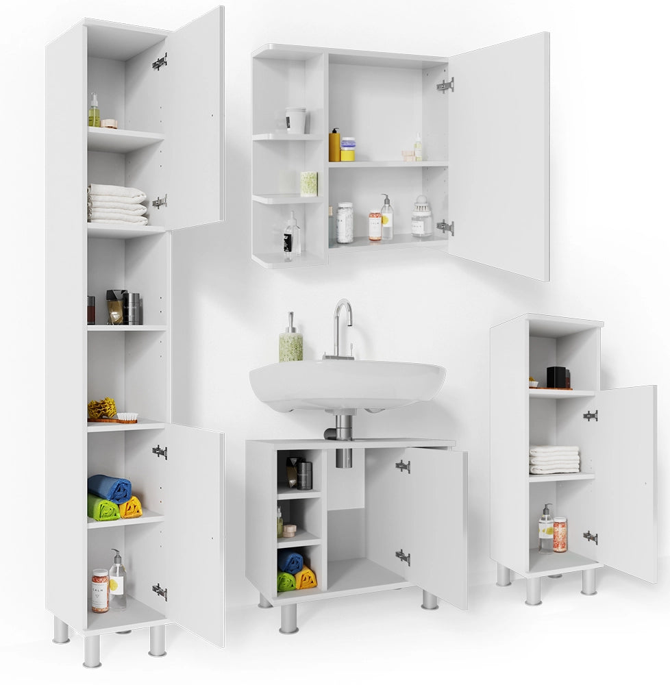 Vicco Set mobili bagno Bianco lucido 4 parti