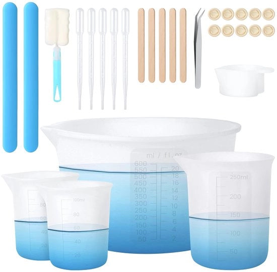 Set di Scodelle e Cucchiai in Silicone - 600ml, 250ml, 100ml con Accessori