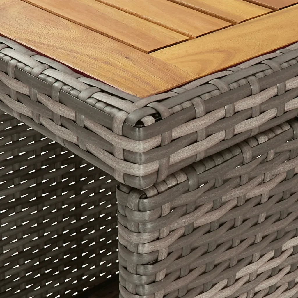 Set Bar da Giardino 3pz con Cuscini Grigio in Polyrattan 3261498